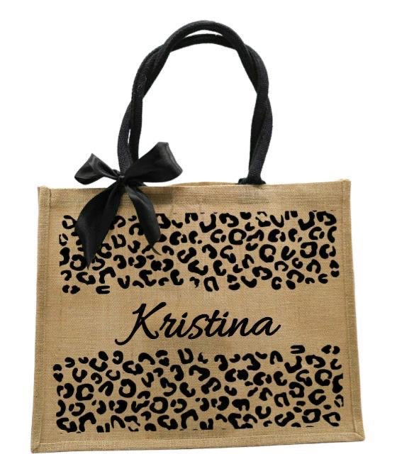 Personalisierte Jutetasche Mit Satinschleife Hochzeit Geschenktasche Jute personalisiert