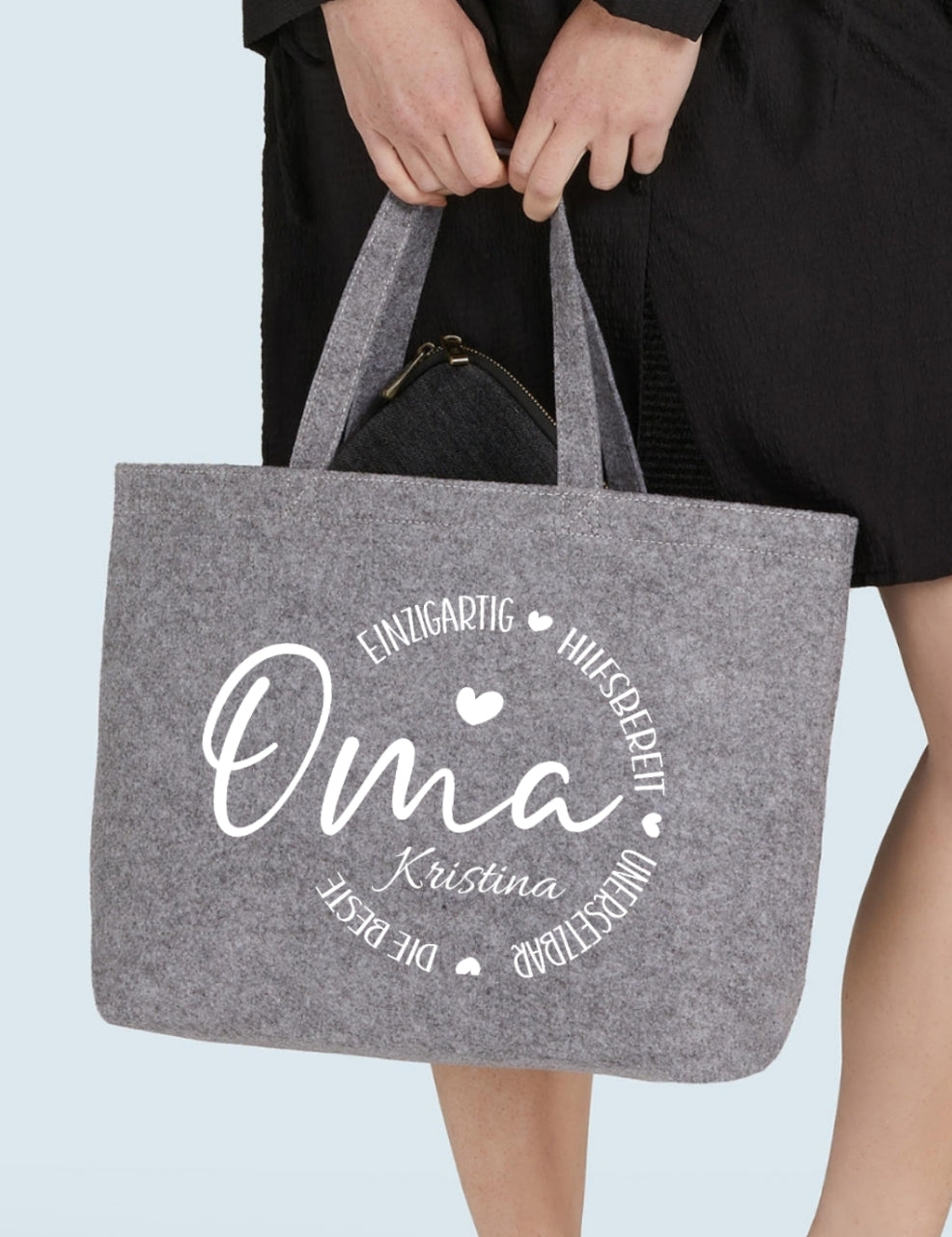 Personalisierte large Filztasche für den Lieblingsmenschen , Mama Filztasche Geschenk, Oma Geschenktasche, Weihnachtsgeschenk.