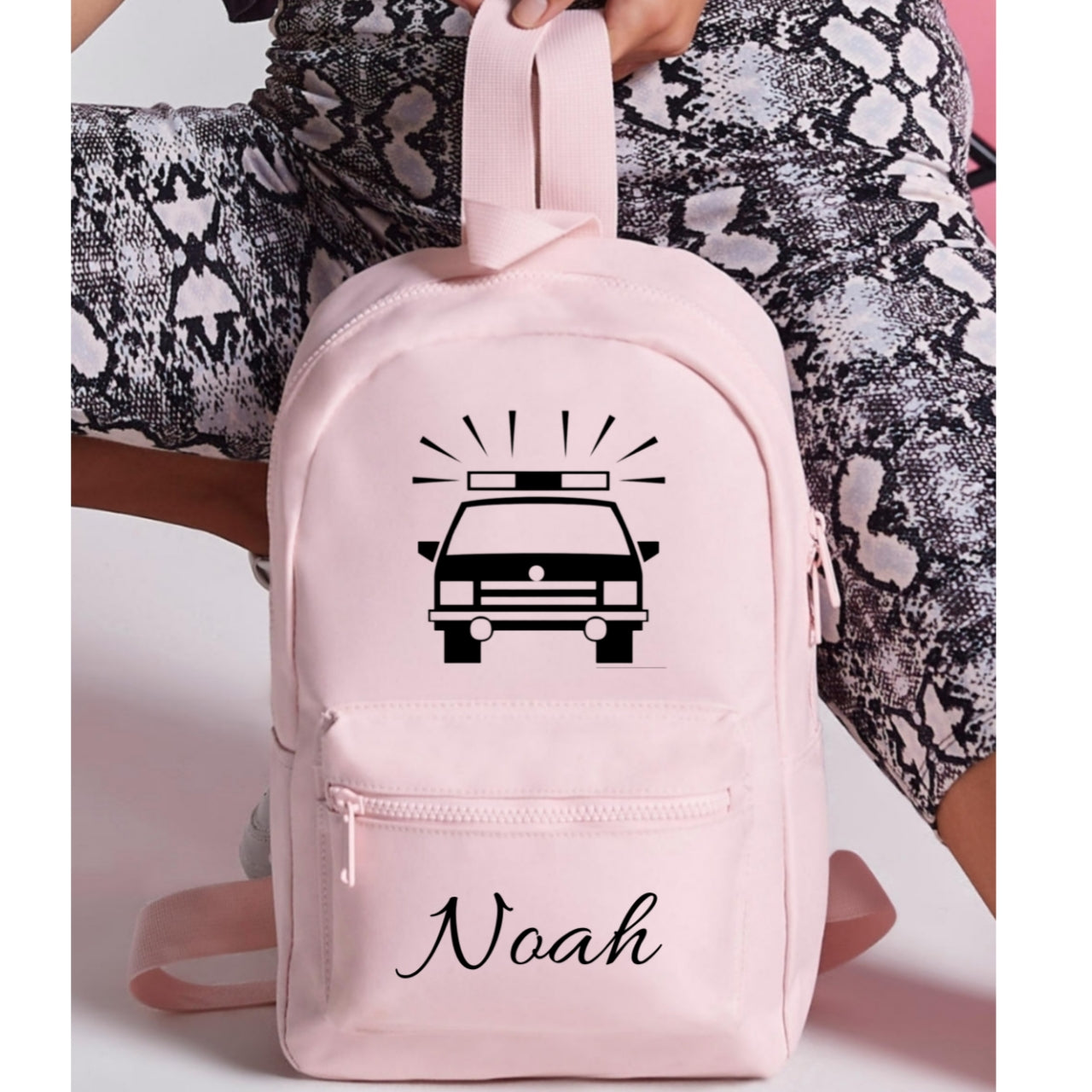 Personalisierter Kinderrucksack | Kindergartentasche mit Polizeiauto und Namen | Geschenk zur Einschulung