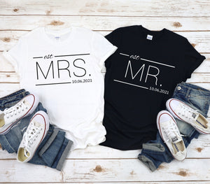 Mr und Mrs shirt , Hochzeitshemden, Mr und Mrs Hochzeitstag T-Shirt personalisierte, Hochzeitsreise Geschenk