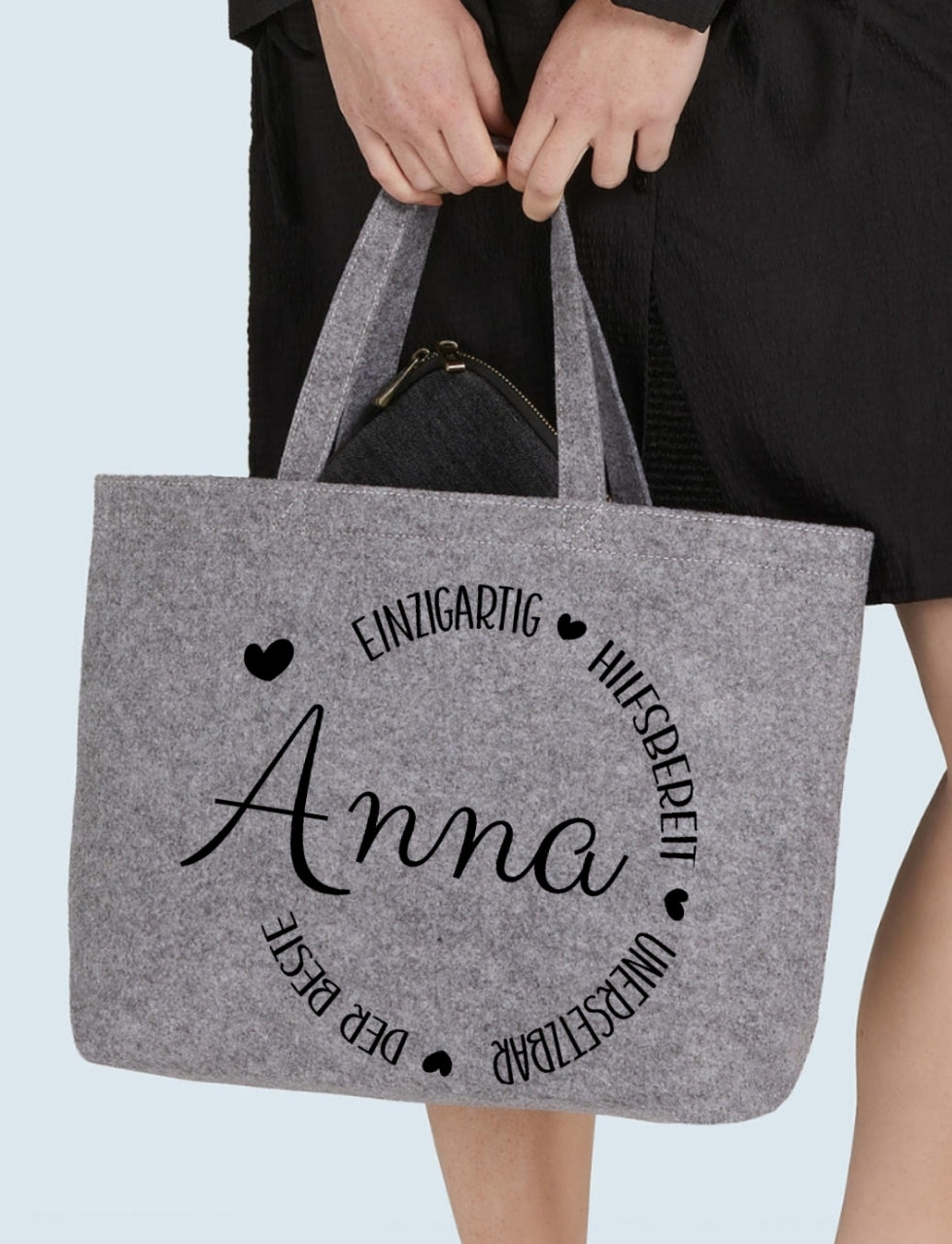 Personalisierte large Filztasche für den Lieblingsmenschen , Mama Filztasche Geschenk, Oma Geschenktasche, Weihnachtsgeschenk.