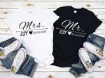 Lade das Bild in den Galerie-Viewer, Mr und Mrs Hemden, Hochzeitshemden, Mr und Mrs Hochzeitstag T-Shirt personalisiert. Hochzeitsgeschenk
