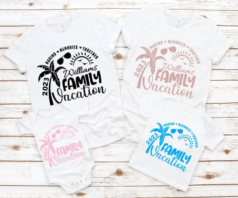 Personalisiert Familienurlaub 2023 Erinnerungen zusammen machen Shirt, Reise passende Shirt, Familienurlaub Shirts, Sommerurlaub Shirt,