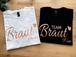 Lade das Bild in den Galerie-Viewer, Personalisiertes JGA Shirt Braut &amp; Team Braut mit wunschnamen für Junggesellinnenabschied Shirts, Bride T-Shirt , Hochzeit Geschenk
