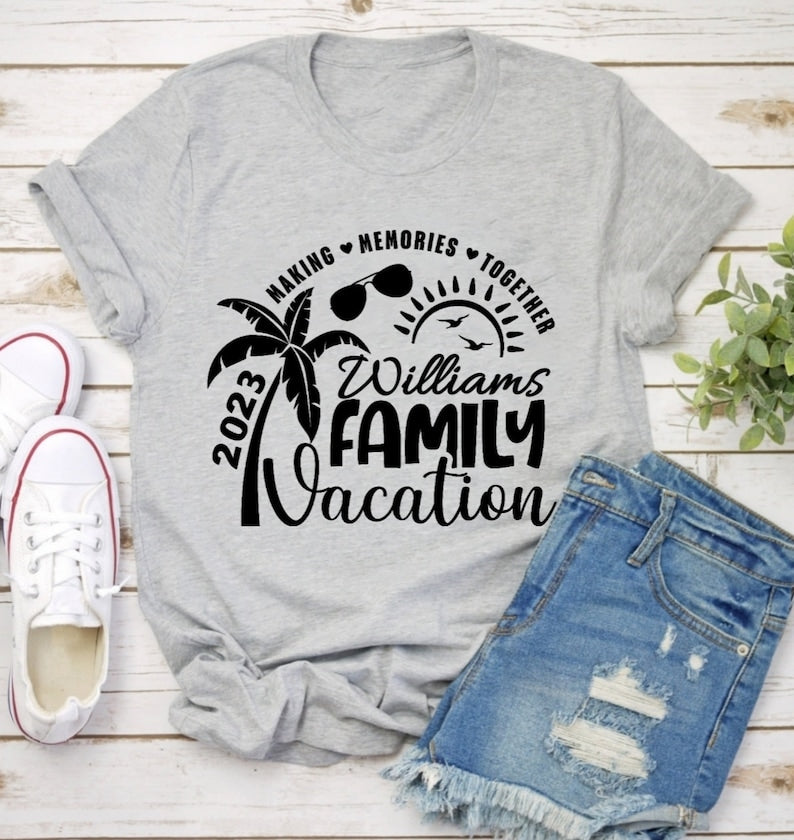 Personalisiert Familienurlaub 2023 Erinnerungen zusammen machen Shirt, Reise passende Shirt, Familienurlaub Shirts, Sommerurlaub Shirt,