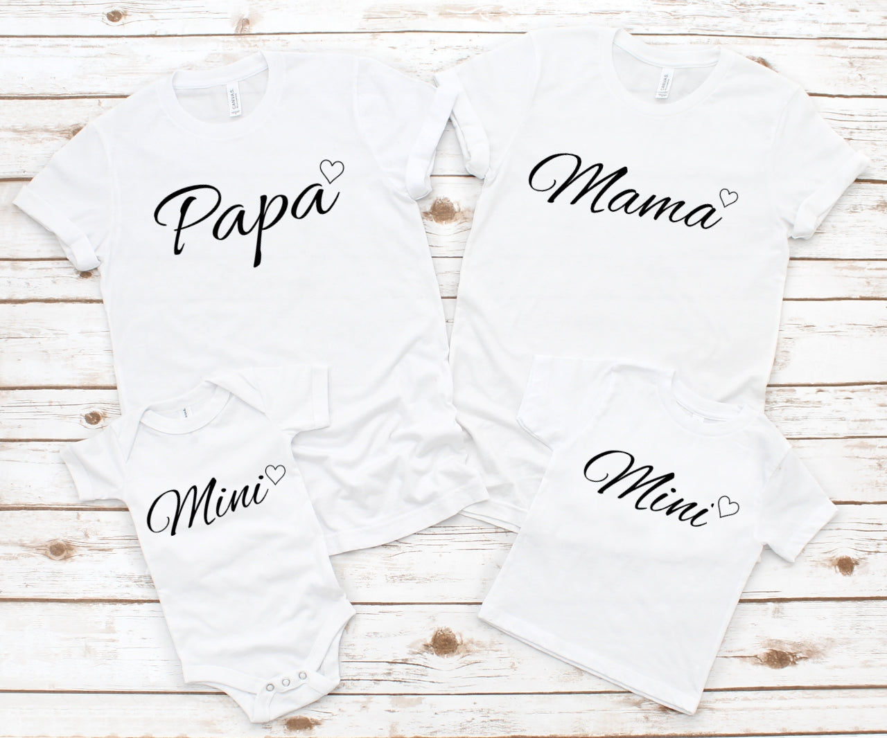 Passende Familien outfits, Familien Shirt, Papa Mama Baby Mini Passende T-Shirts, Familien Outfits, Familienoutfit personalisiert