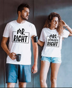 Lade das Bild in den Galerie-Viewer, Mr Right Shirt Mrs always Right T-Shirt Hochzeitstag personalisiert Hochzeitsreise Geschenk
