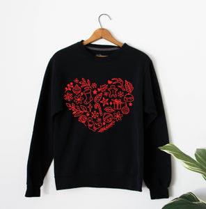 Weihnachtsherz Sweatshirt, süßes Weihnachten hoodie , Weihnachtsgeschenk, Weihnachten Sweatshirt, Weihnachten Pullover, Florales Shirt