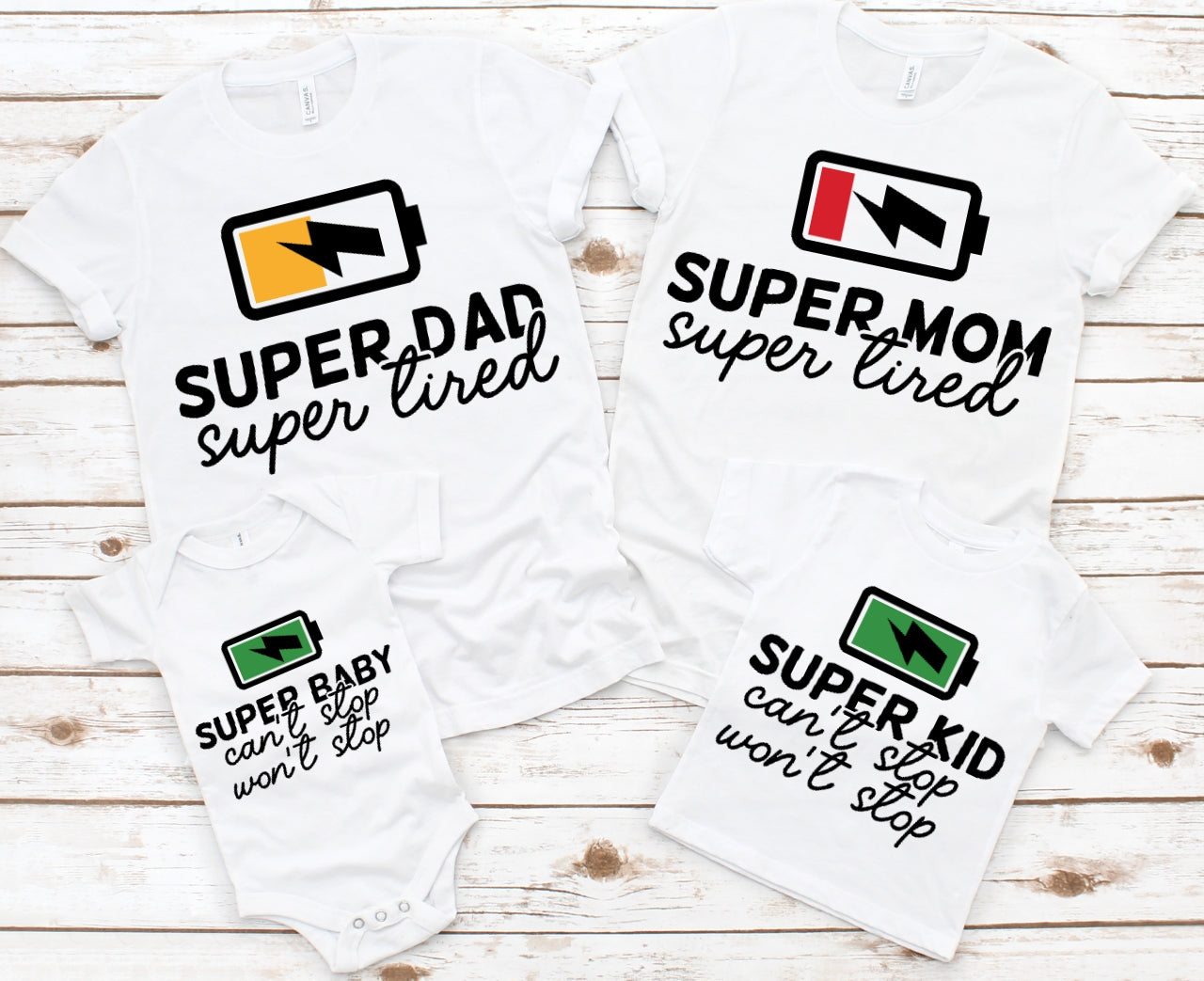 Familienoutfit Shirt Super Dad Super Mom T-Shirt Outfit für die Familie