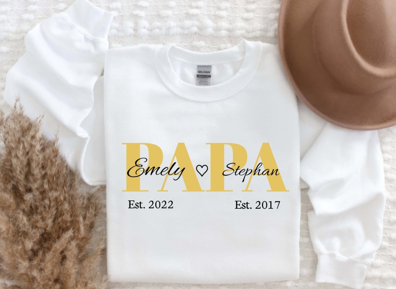 Personalisiertes PAPA Shirt | PAPA T-Shirt mit Kindernamen & Geburtsjahr | Geschenk Geburt |  werdende Väter | Vatertag Geschenk Shirt papa | bestes Papa Shirt