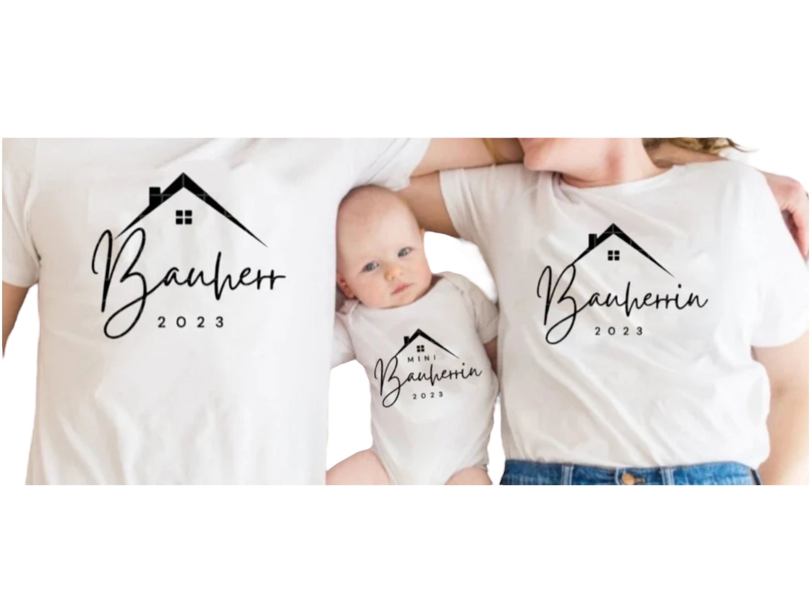 Bauherr Bauherrin Mini Sweatshirt | Familien T-Shirt| personalisiert mit Namen| Geschenke für Richtfest, Hauskauf, Hausbau