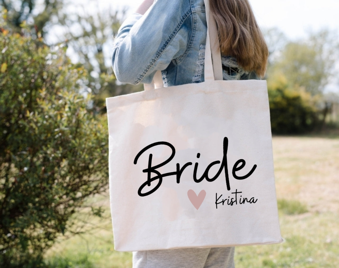 Stoffbeutel, Jutebeutel personalisiert als Geschenk für Freundin, Name mit Herz, Stofftasche für JGA