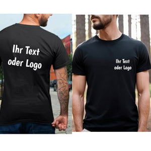 Firmen Outfits, Ein personalisiertes T-Shirt mit dem gewünschten Logo oder Text.