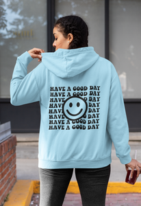 Have A Good Day Hoodie Retro Hoodies Preppy Sweatshirt Ästhetischer Hoodie mit Worten auf Rückseite Trendy Hoodie Smile Face Hoodie