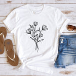 Lade das Bild in den Galerie-Viewer, Blumen T-Shirt Damen Übergröße Oberteile T Shirt Blumen Graphic Bedruckt Kurzarm Rundhalsausschnitt
