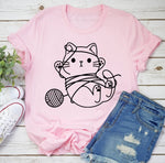 Load image into Gallery viewer, Damen T Shirt Katze Casual Wochenende Katze Tier Farbe T Shirt Kurzarm Bedruckt Rundhalsausschnitt
