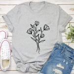 Lade das Bild in den Galerie-Viewer, Blumen T-Shirt Damen Übergröße Oberteile T Shirt Blumen Graphic Bedruckt Kurzarm Rundhalsausschnitt
