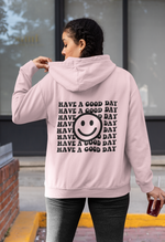 Load image into Gallery viewer, Have A Good Day Hoodie Retro Hoodies Preppy Sweatshirt Ästhetischer Hoodie mit Worten auf Rückseite Trendy Hoodie Smile Face Hoodie
