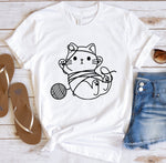 Load image into Gallery viewer, Damen T Shirt Katze Casual Wochenende Katze Tier Farbe T Shirt Kurzarm Bedruckt Rundhalsausschnitt
