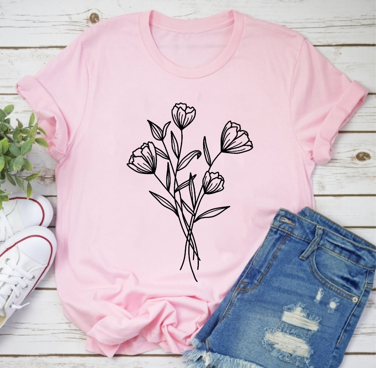 Blumen T-Shirt Damen Übergröße Oberteile T Shirt Blumen Graphic Bedruckt Kurzarm Rundhalsausschnitt